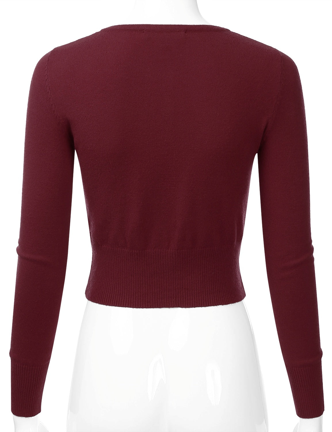Women's Crewneck Button Down Long Sleeve Cropped Cardigan Sweater (S-XL)