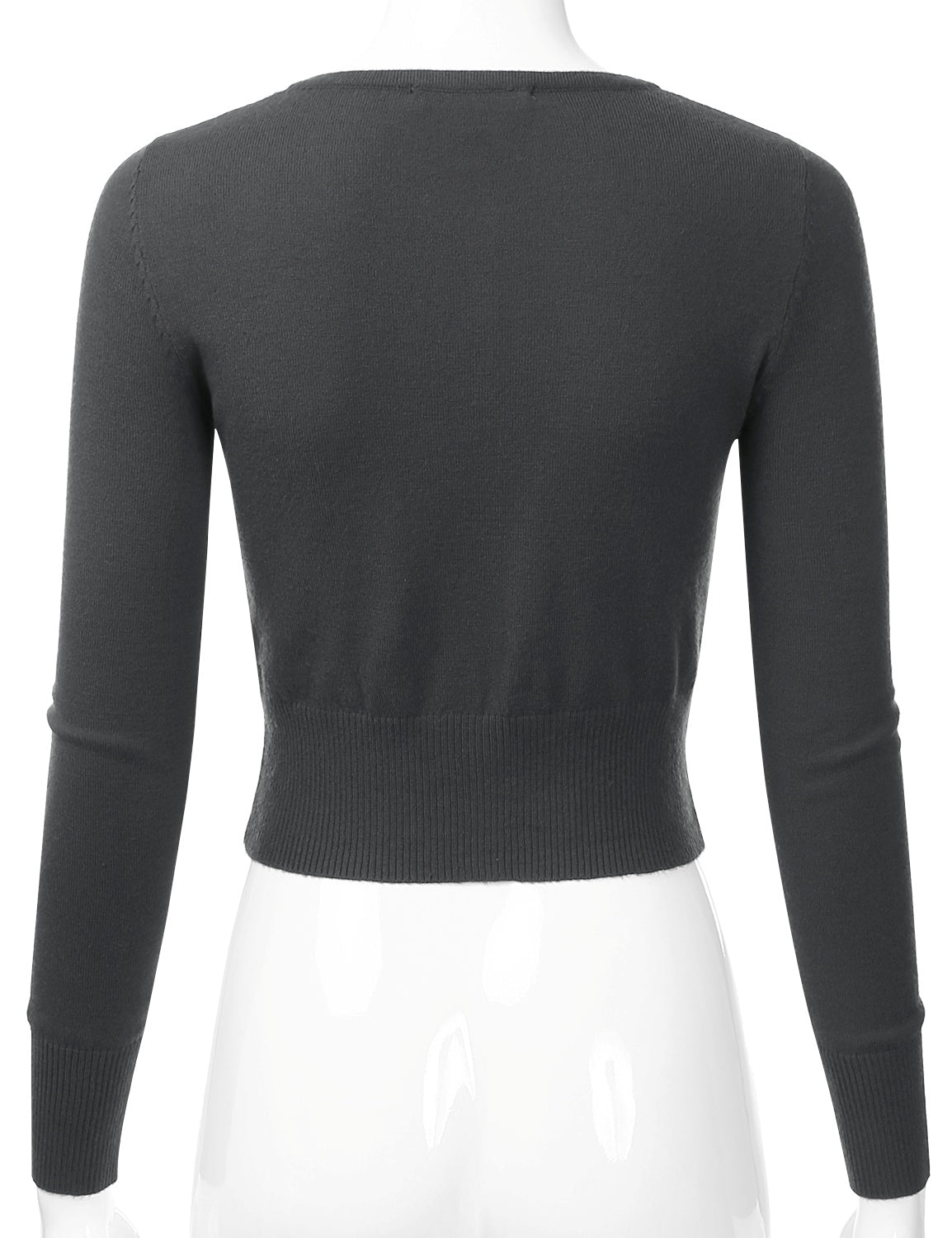Women's Crewneck Button Down Long Sleeve Cropped Cardigan Sweater (S-XL)