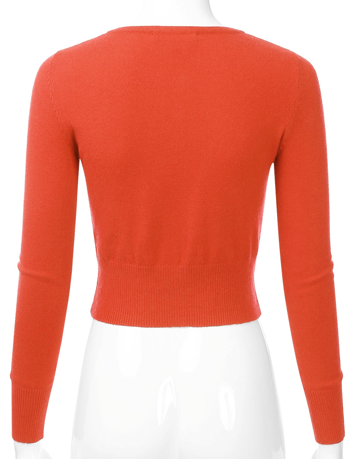 Women's Crewneck Button Down Long Sleeve Cropped Cardigan Sweater (S-XL)