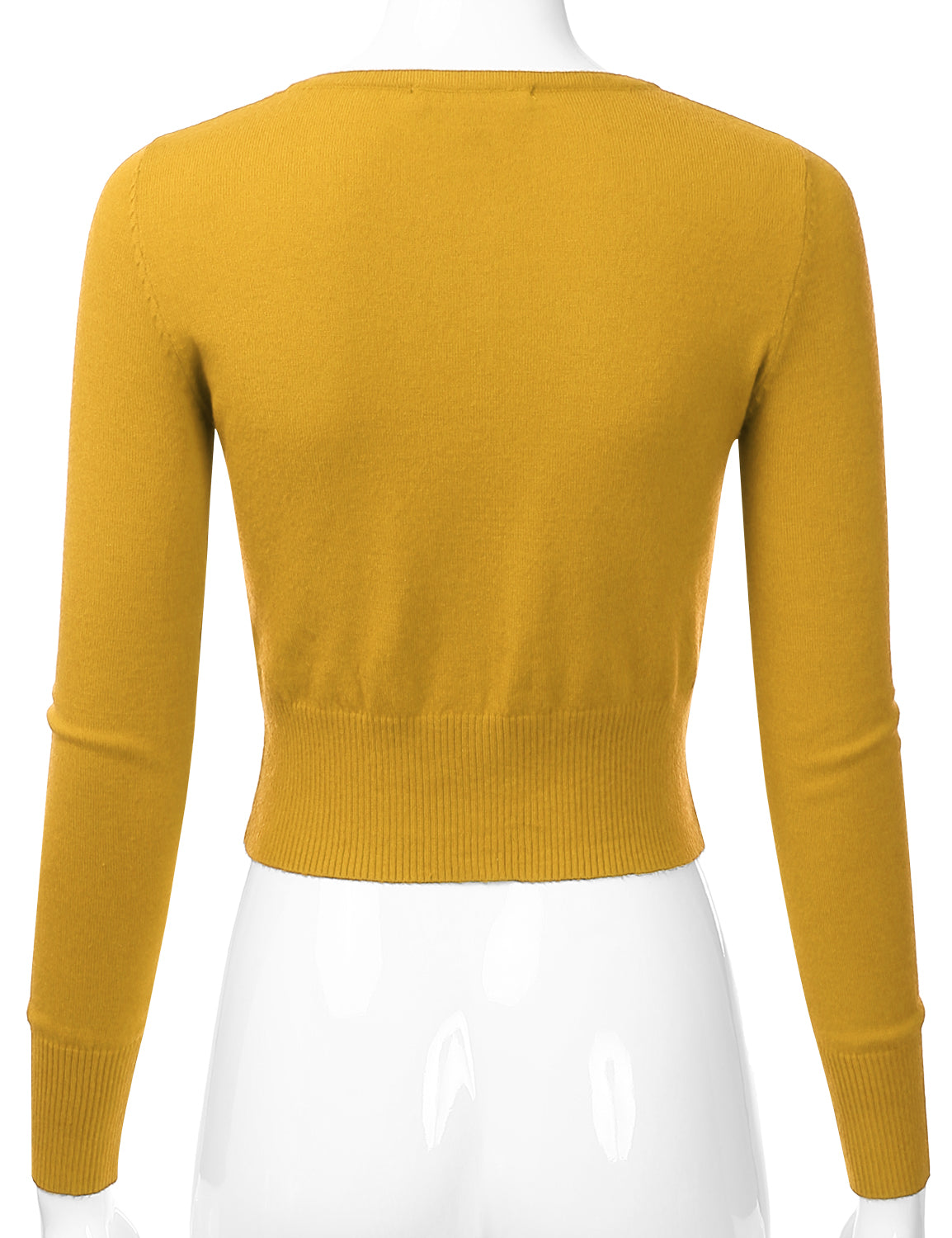 Women's Crewneck Button Down Long Sleeve Cropped Cardigan Sweater (S-XL)