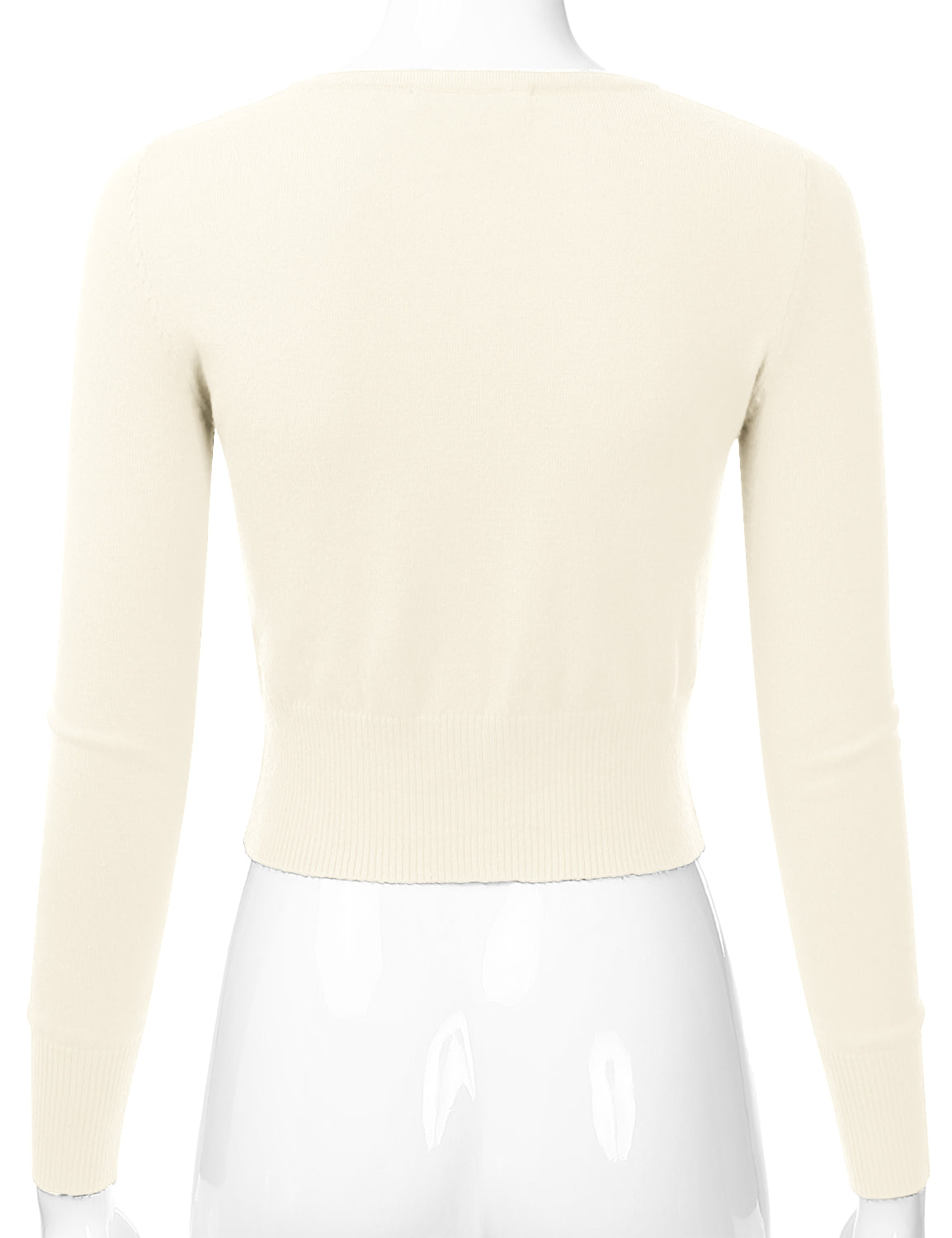 Women's Crewneck Button Down Long Sleeve Cropped Cardigan Sweater (S-XL)