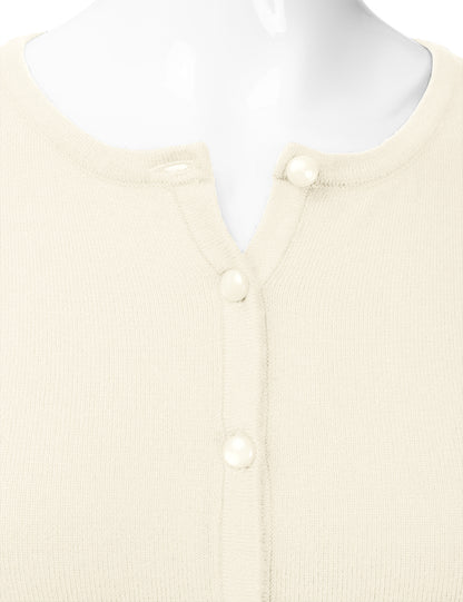 Women's Crewneck Button Down Long Sleeve Cropped Cardigan Sweater (S-XL)