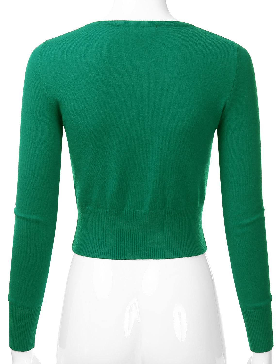 Women's Crewneck Button Down Long Sleeve Cropped Cardigan Sweater (S-XL)
