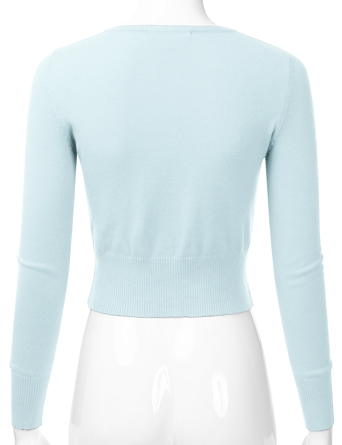 Women's Crewneck Button Down Long Sleeve Cropped Cardigan Sweater (S-XL)