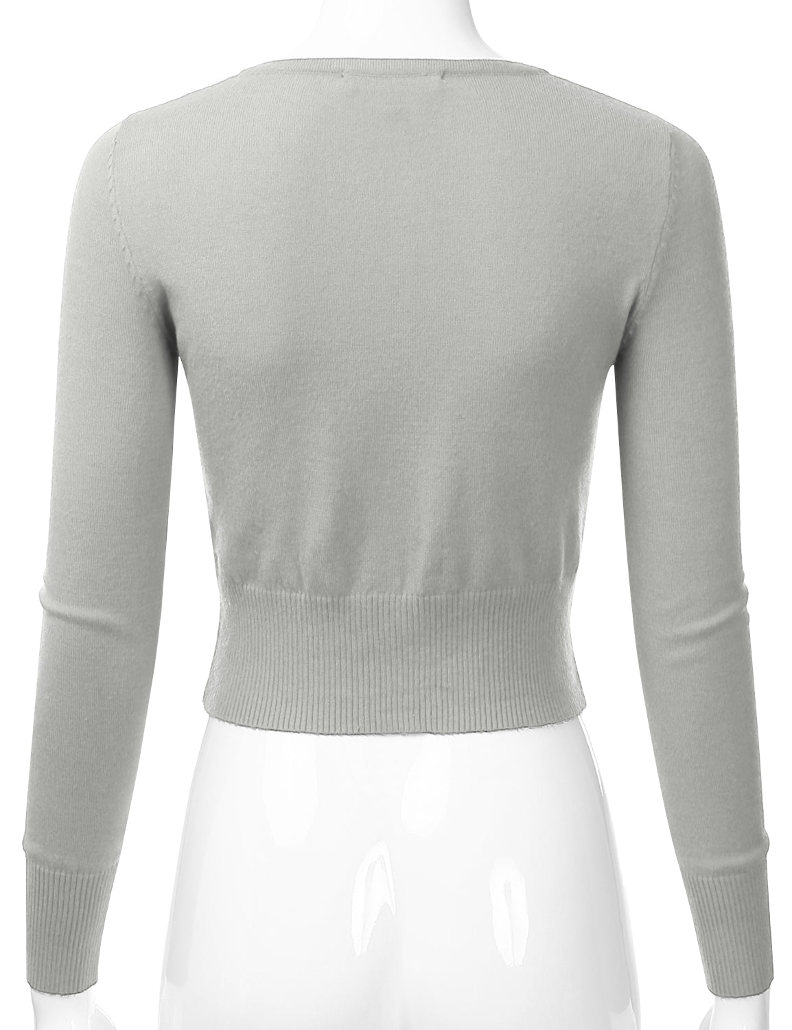 Women's Crewneck Button Down Long Sleeve Cropped Cardigan Sweater (S-XL)