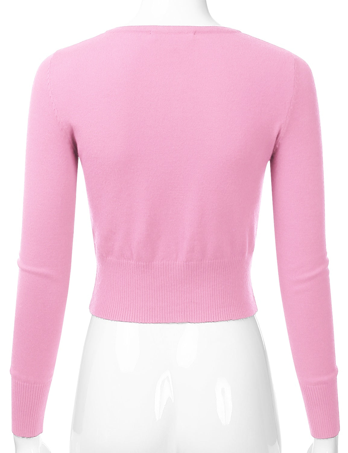 Women's Crewneck Button Down Long Sleeve Cropped Cardigan Sweater (S-XL)