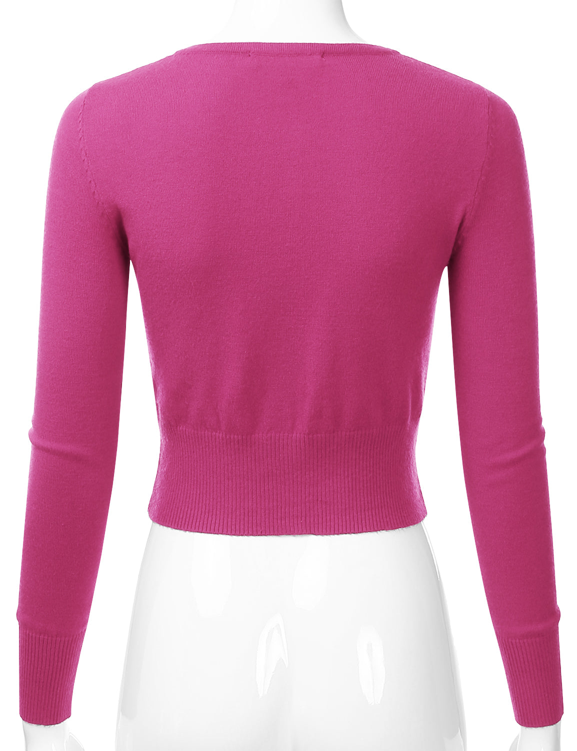Women's Crewneck Button Down Long Sleeve Cropped Cardigan Sweater (S-XL)