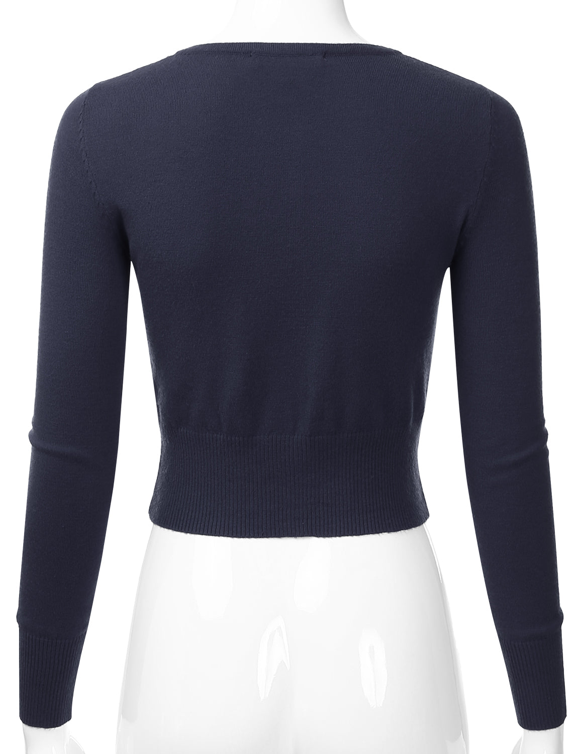 Women's Crewneck Button Down Long Sleeve Cropped Cardigan Sweater (S-XL)