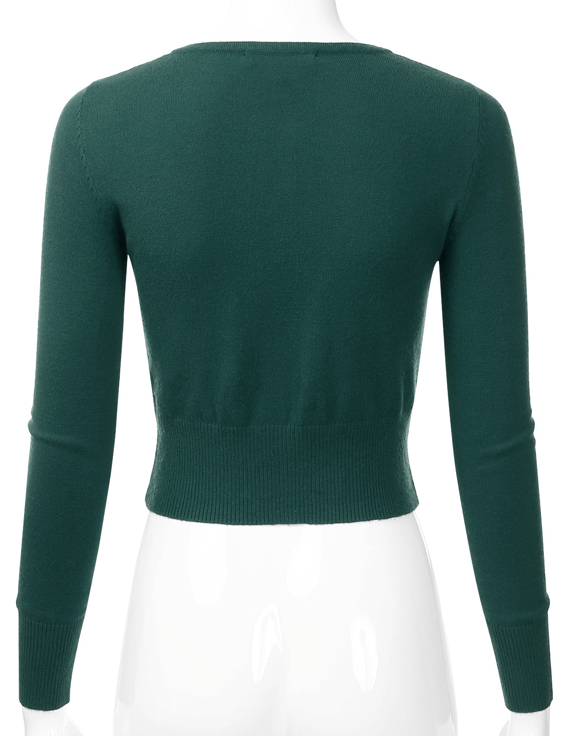 Women's Crewneck Button Down Long Sleeve Cropped Cardigan Sweater (S-XL)