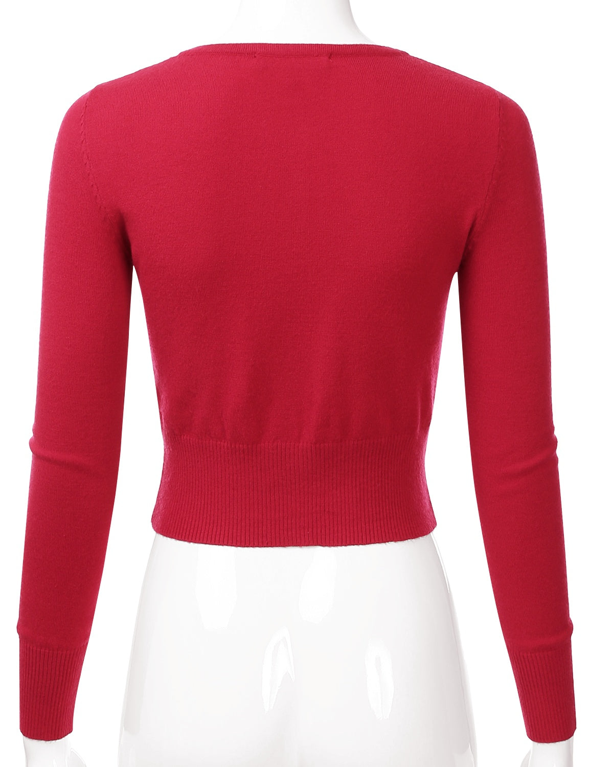 Women's Crewneck Button Down Long Sleeve Cropped Cardigan Sweater (S-XL)