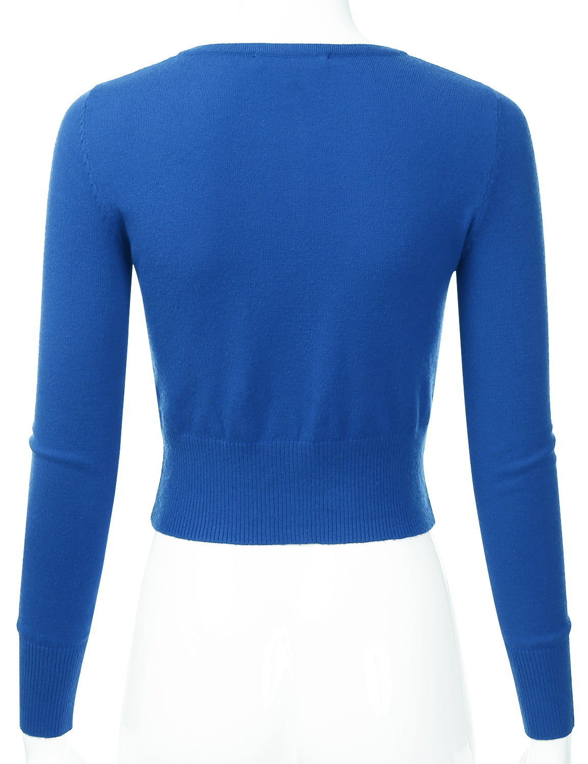 Women's Crewneck Button Down Long Sleeve Cropped Cardigan Sweater (S-XL)