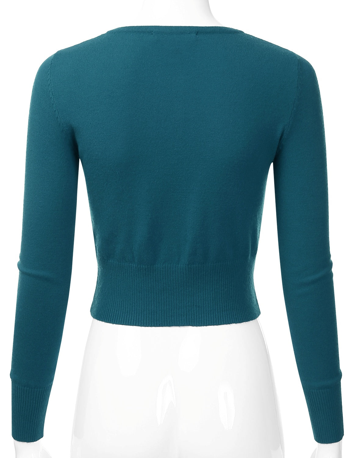 Women's Crewneck Button Down Long Sleeve Cropped Cardigan Sweater (S-XL)