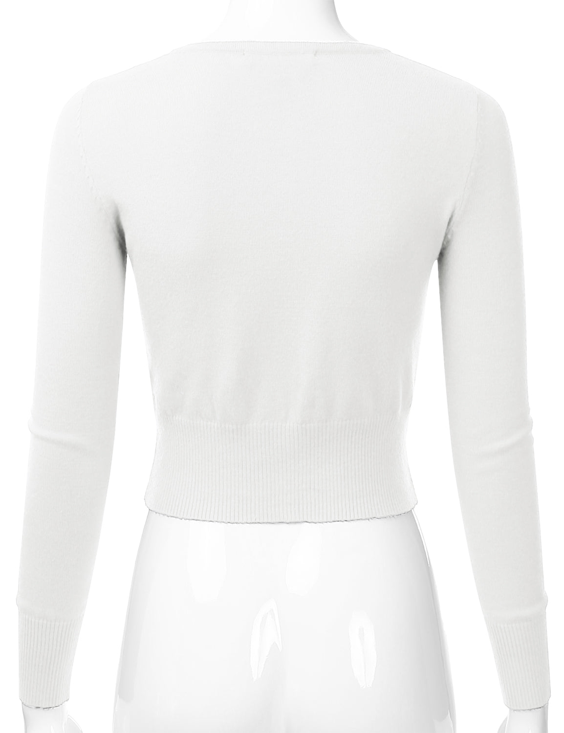 Women's Crewneck Button Down Long Sleeve Cropped Cardigan Sweater (S-XL)