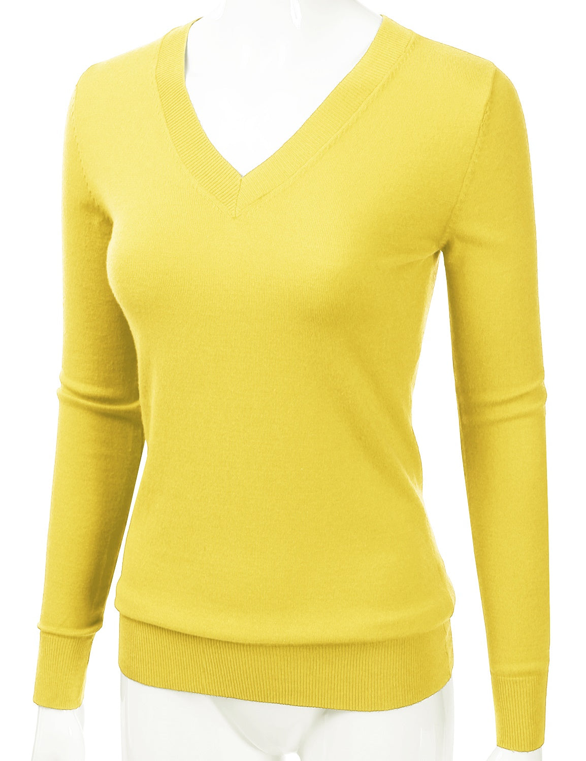 Women's Long Sleeve V-Neck Slim Fit Pullover Soft Knit Top Sweater (S-XL)