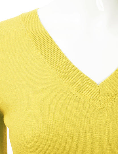 Women's Long Sleeve V-Neck Slim Fit Pullover Soft Knit Top Sweater (S-XL)