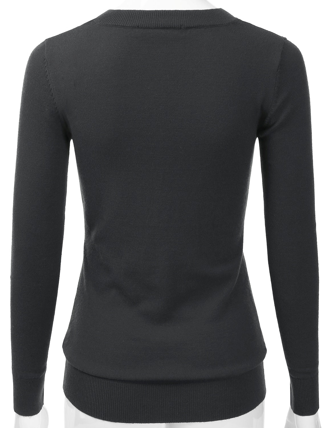 Women's Long Sleeve V-Neck Slim Fit Pullover Soft Knit Top Sweater (S-XL)