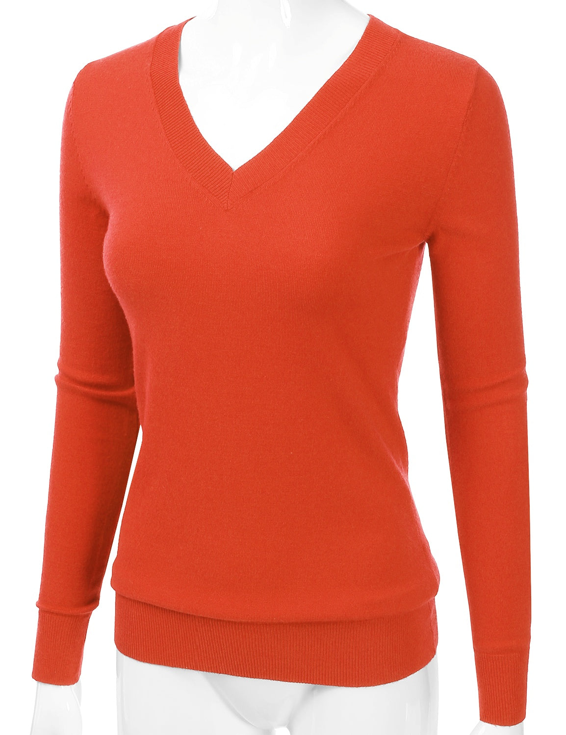 Women's Long Sleeve V-Neck Slim Fit Pullover Soft Knit Top Sweater (S-XL)