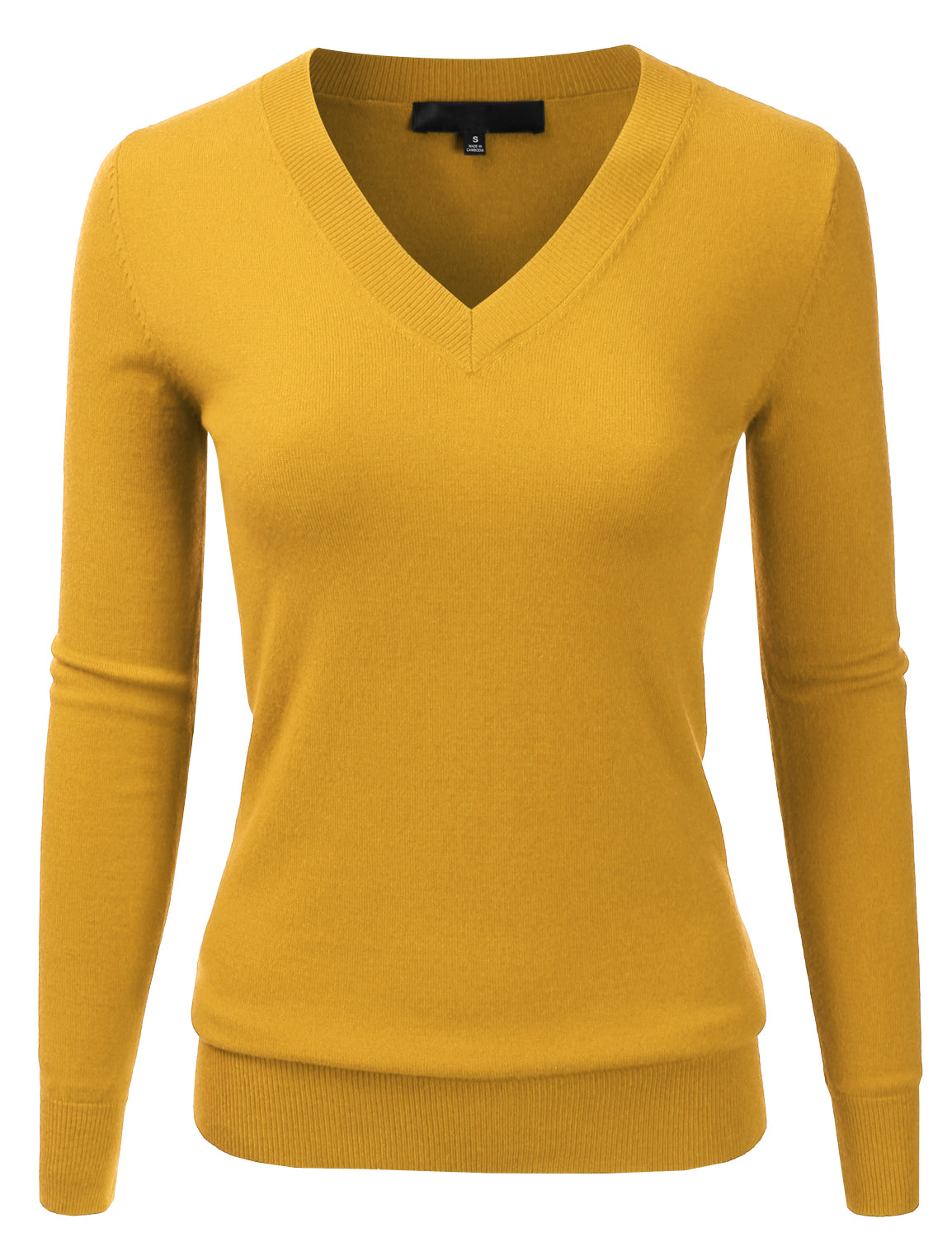 Women's Long Sleeve V-Neck Slim Fit Pullover Soft Knit Top Sweater (S-XL)
