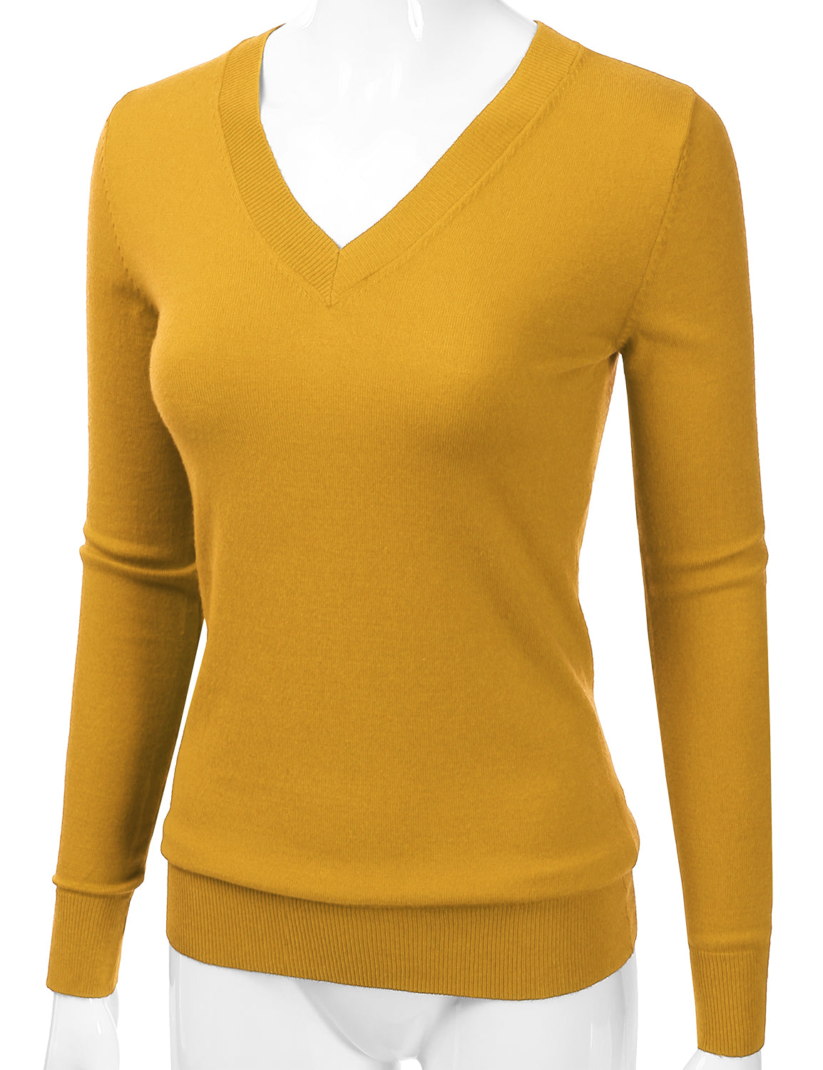 Women's Long Sleeve V-Neck Slim Fit Pullover Soft Knit Top Sweater (S-XL)