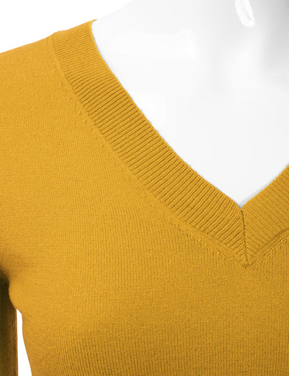 Women's Long Sleeve V-Neck Slim Fit Pullover Soft Knit Top Sweater (S-XL)