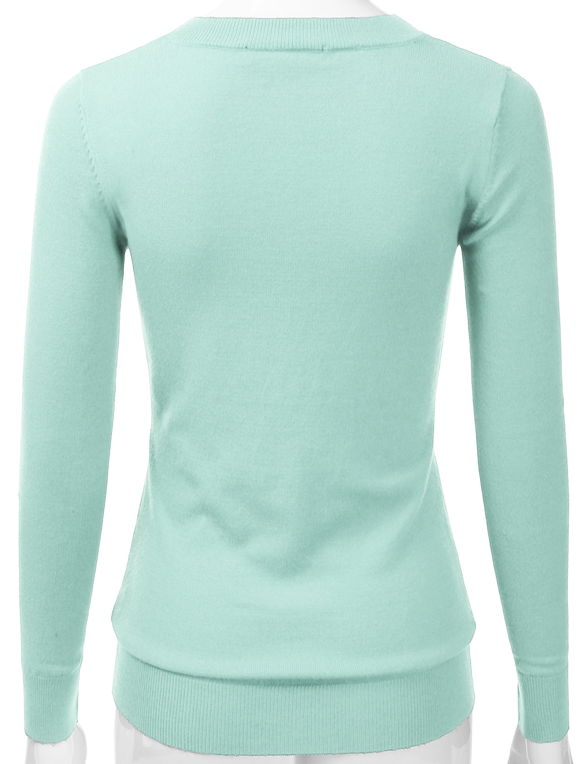 Women's Long Sleeve V-Neck Slim Fit Pullover Soft Knit Top Sweater (S-XL)