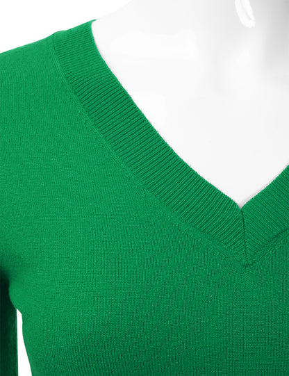 Women's Long Sleeve V-Neck Slim Fit Pullover Soft Knit Top Sweater (S-XL)