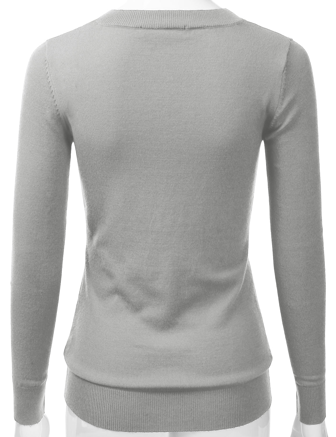 Women's Long Sleeve V-Neck Slim Fit Pullover Soft Knit Top Sweater (S-XL)