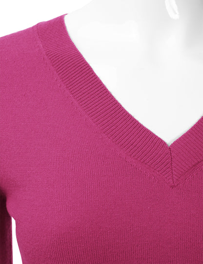 Women's Long Sleeve V-Neck Slim Fit Pullover Soft Knit Top Sweater (S-XL)