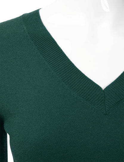 Women's Long Sleeve V-Neck Slim Fit Pullover Soft Knit Top Sweater (S-XL)