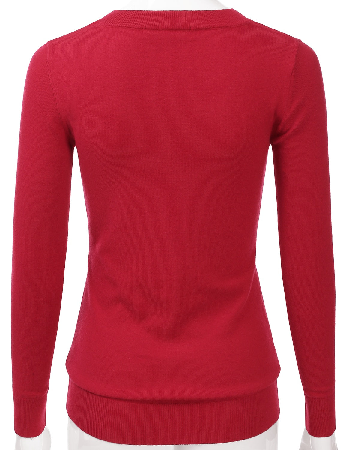 Women's Long Sleeve V-Neck Slim Fit Pullover Soft Knit Top Sweater (S-XL)
