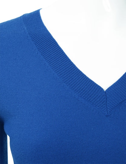 Women's Long Sleeve V-Neck Slim Fit Pullover Soft Knit Top Sweater (S-XL)