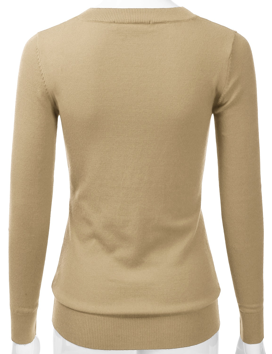 Women's Long Sleeve V-Neck Slim Fit Pullover Soft Knit Top Sweater (S-XL)