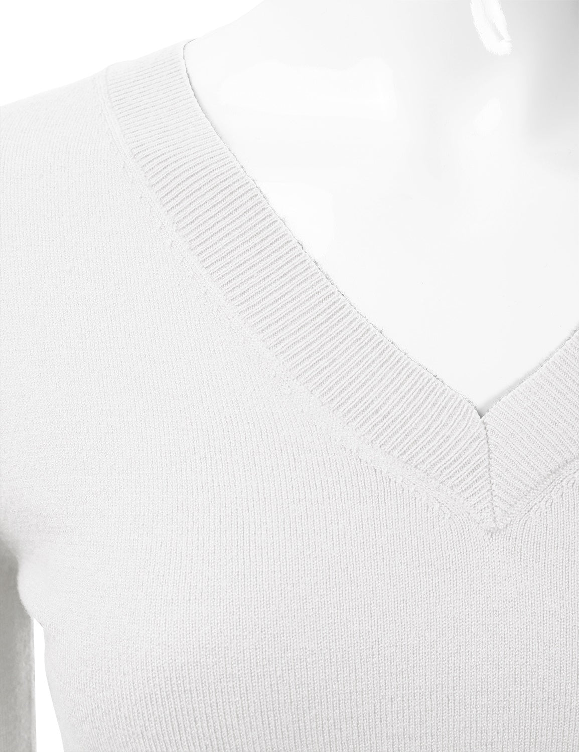Women's Long Sleeve V-Neck Slim Fit Pullover Soft Knit Top Sweater (S-XL)
