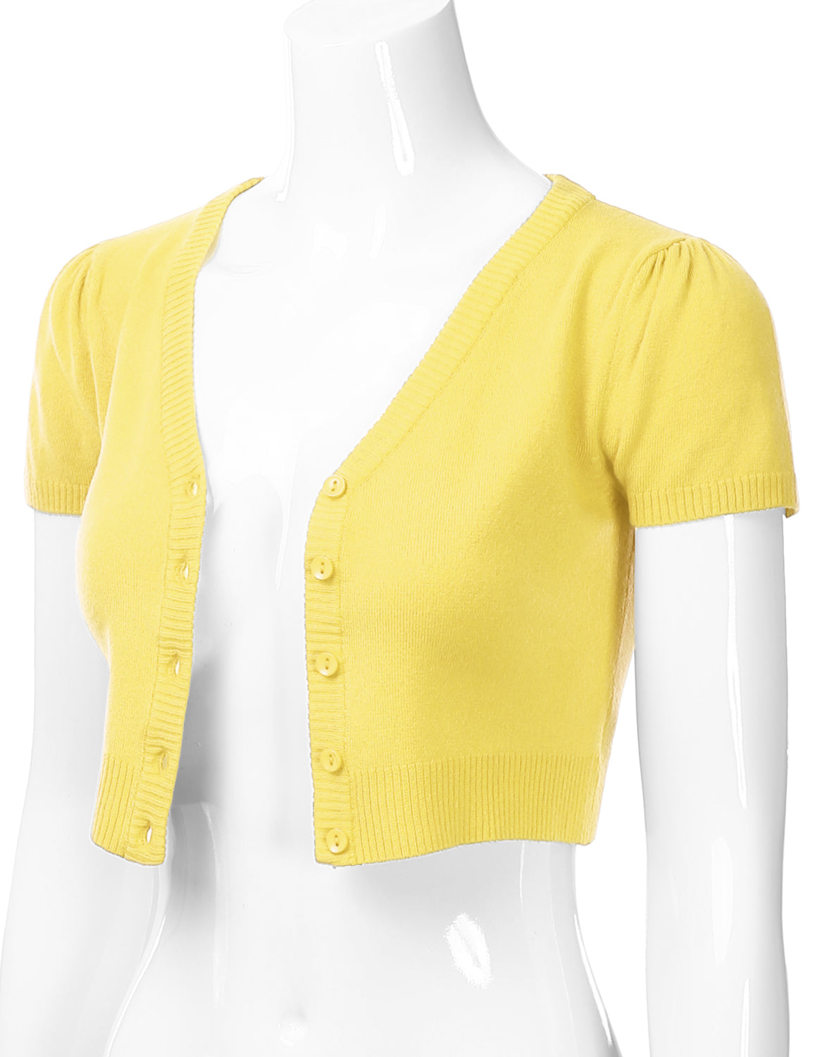 Women's Fitted V-Neck Bolero Shrug Cropped Short Sleeve Cardigan Sweater (S-3X)