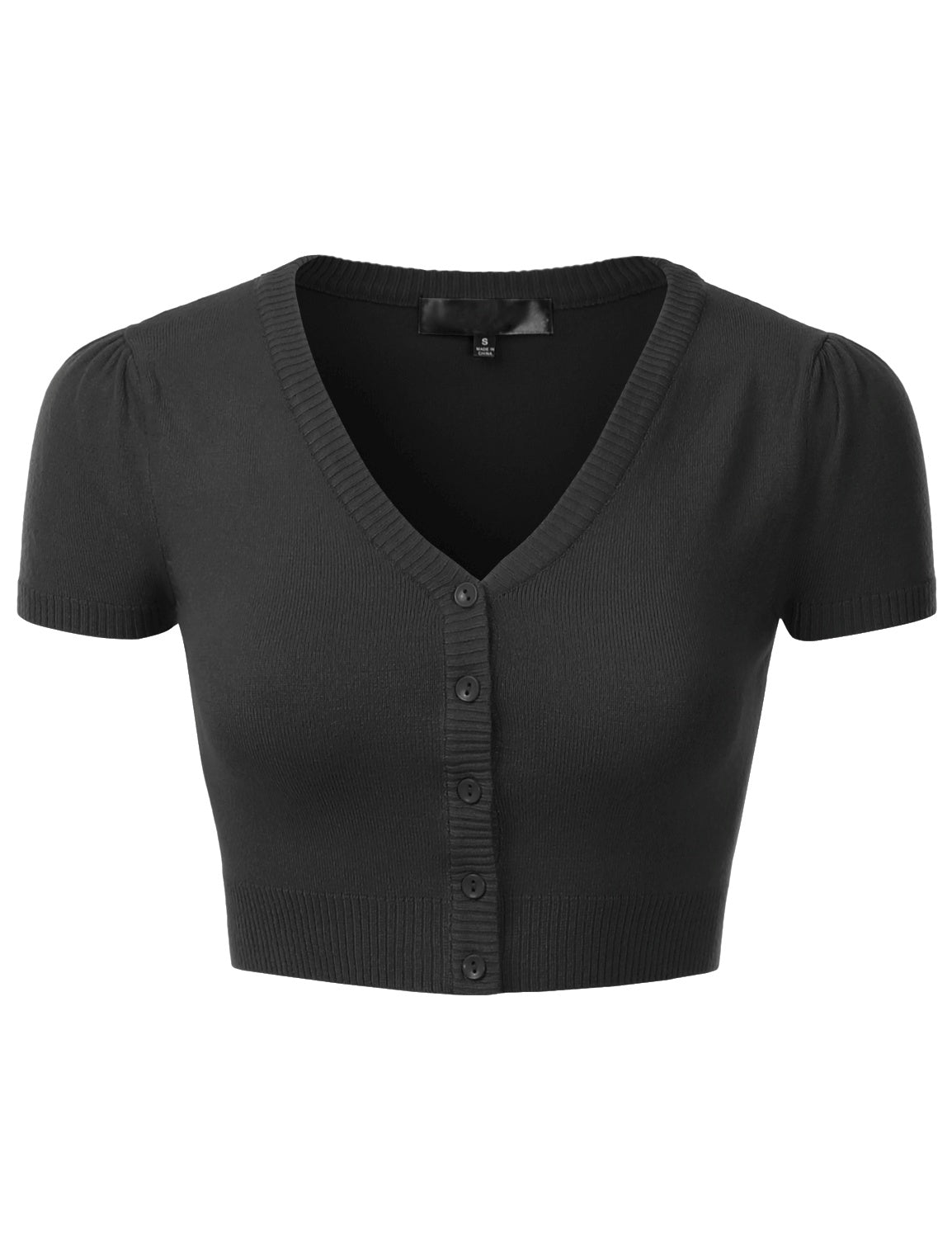 Women's Fitted V-Neck Bolero Shrug Cropped Short Sleeve Cardigan Sweater (S-3X)