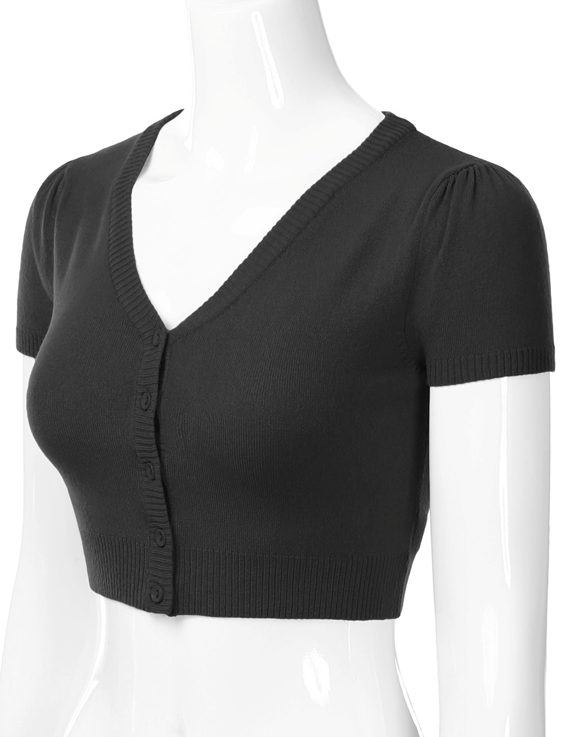 Women's Fitted V-Neck Bolero Shrug Cropped Short Sleeve Cardigan Sweater (S-3X)