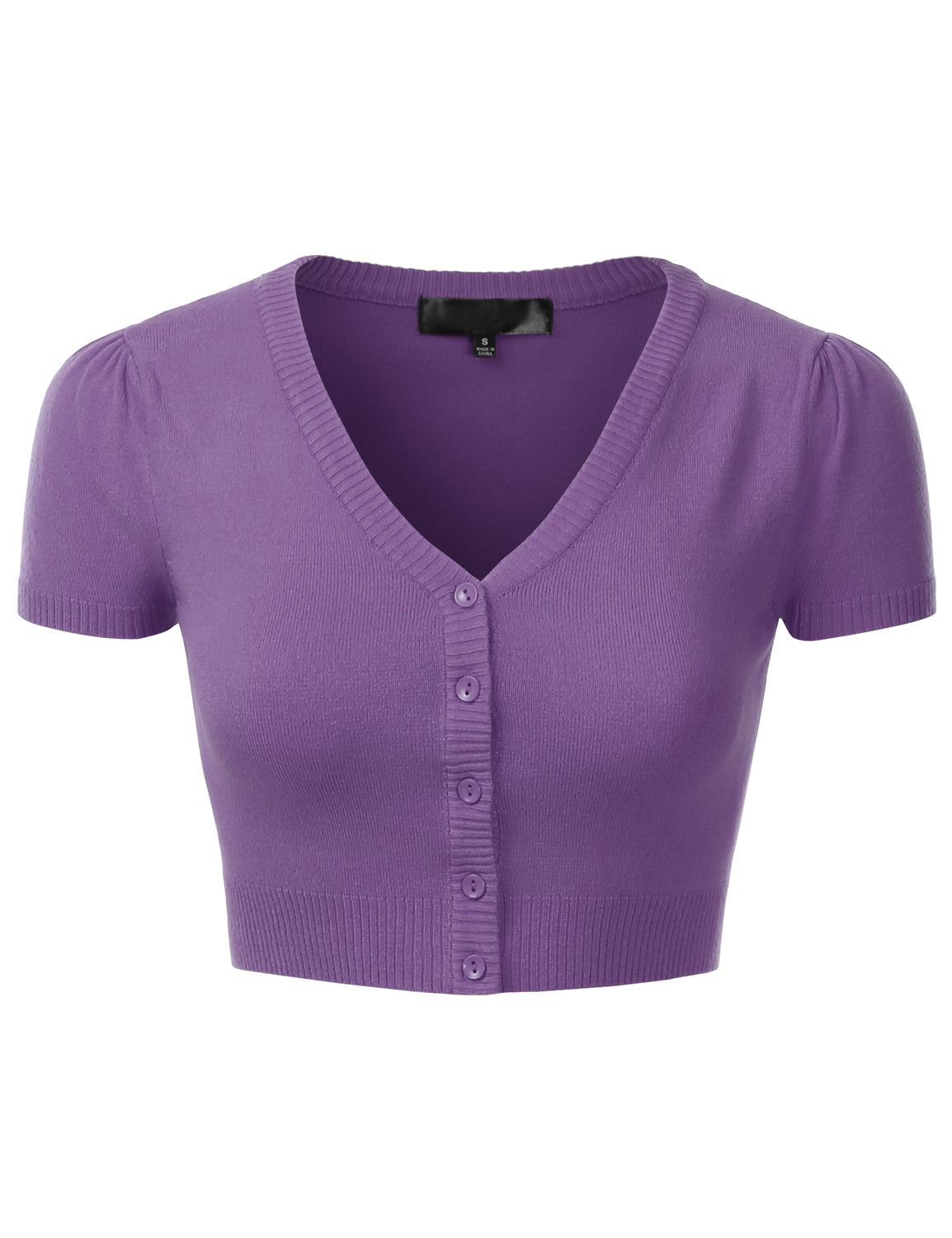 Women's Fitted V-Neck Bolero Shrug Cropped Short Sleeve Cardigan Sweater (S-3X)
