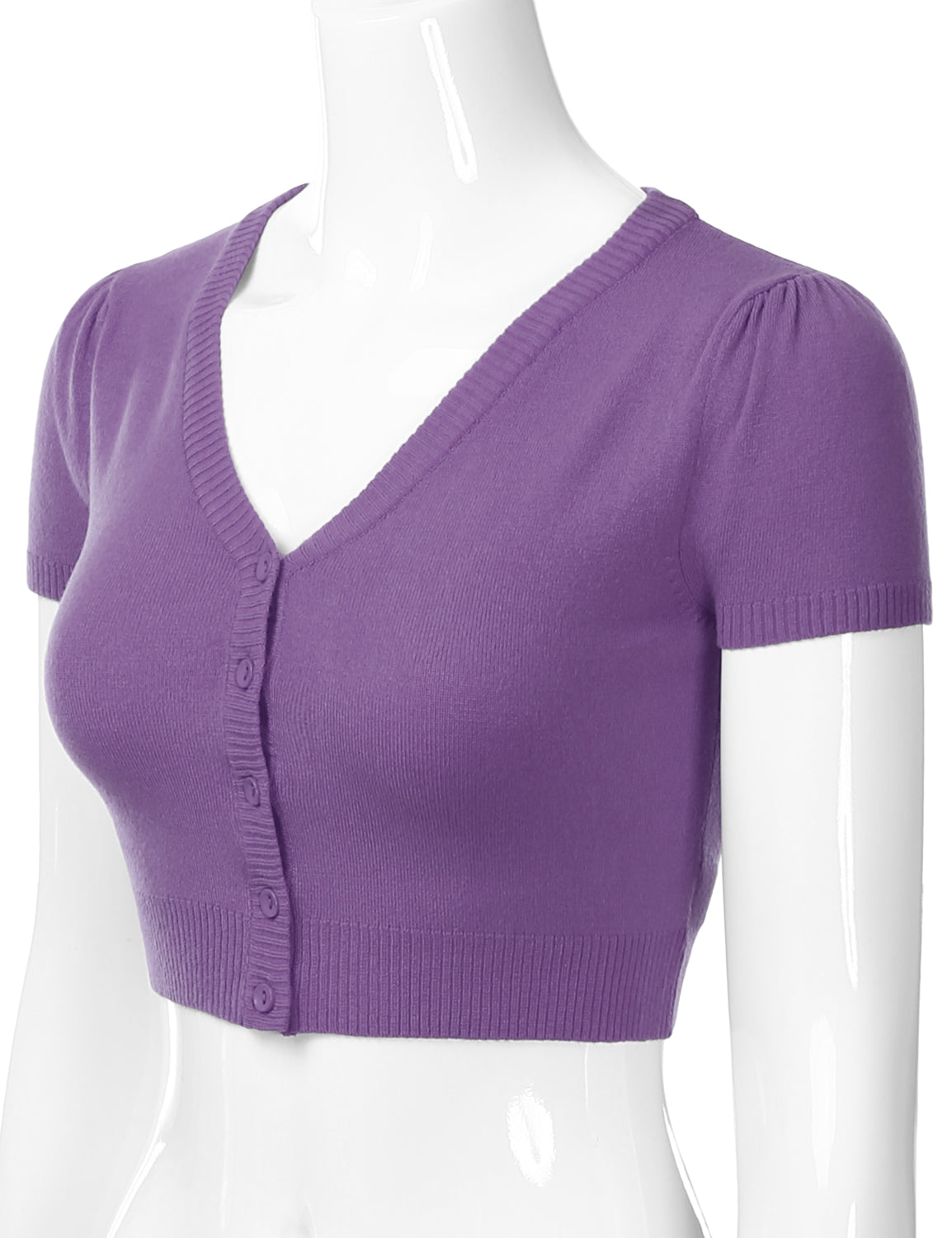 Women's Fitted V-Neck Bolero Shrug Cropped Short Sleeve Cardigan Sweater (S-3X)