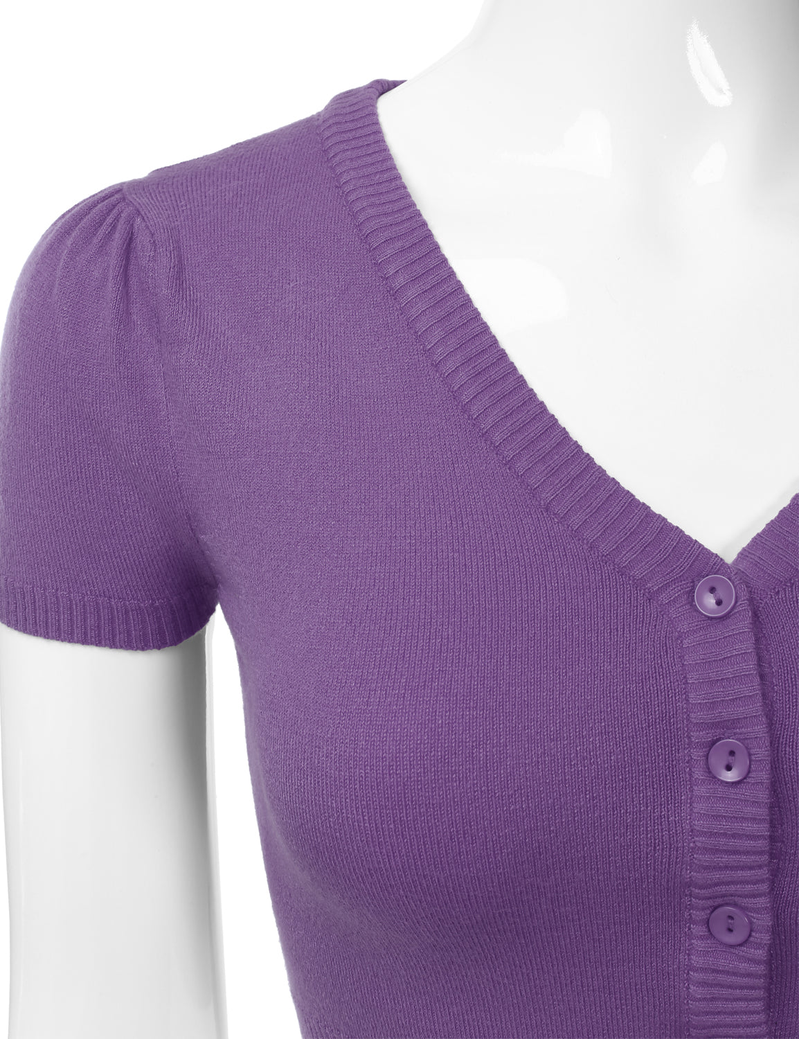 Women's Fitted V-Neck Bolero Shrug Cropped Short Sleeve Cardigan Sweater (S-3X)