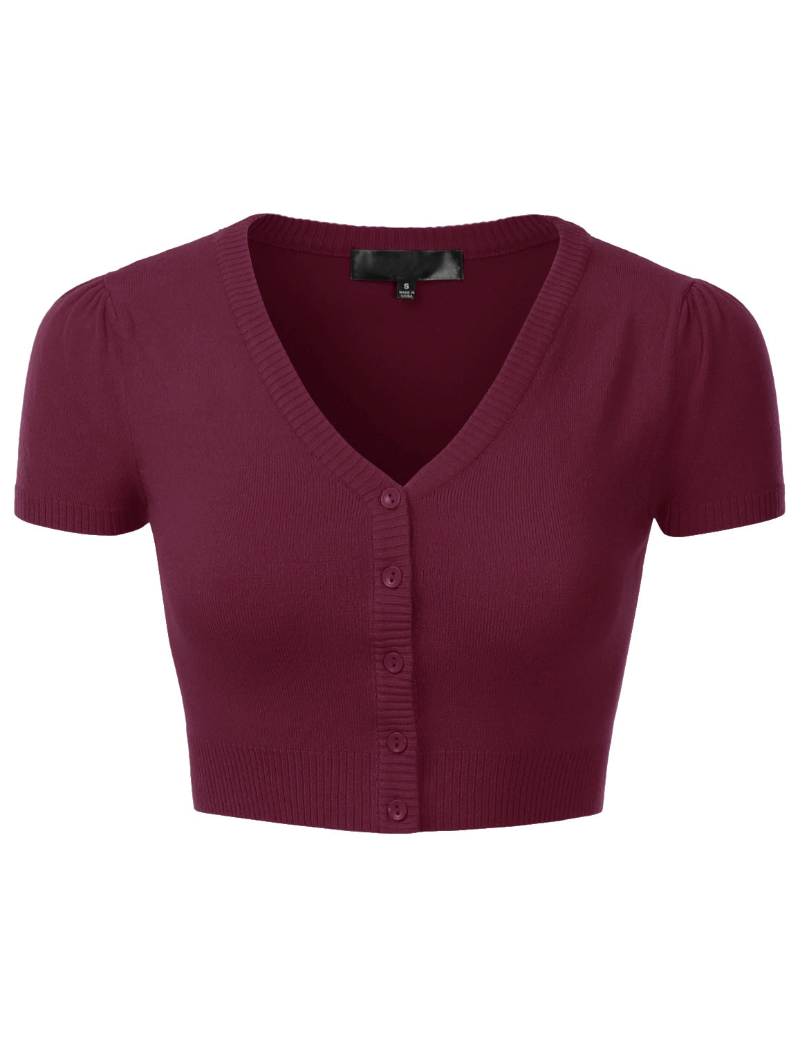 Women's Fitted V-Neck Bolero Shrug Cropped Short Sleeve Cardigan Sweater (S-3X)