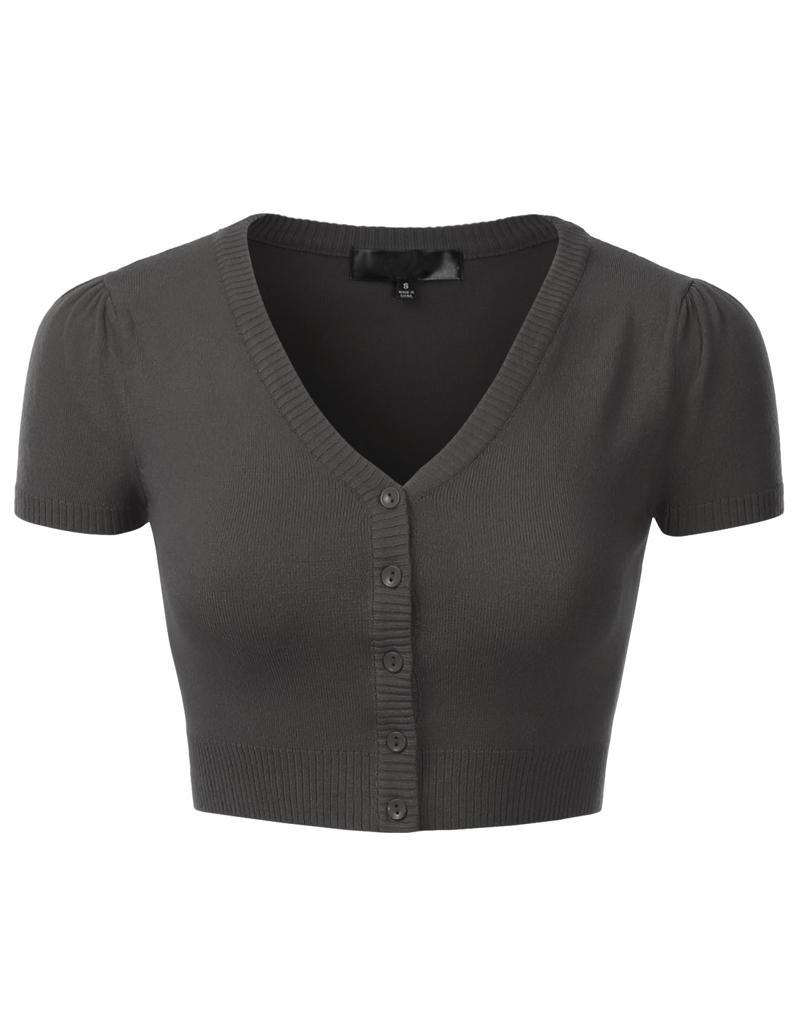 Women's Fitted V-Neck Bolero Shrug Cropped Short Sleeve Cardigan Sweater (S-3X)