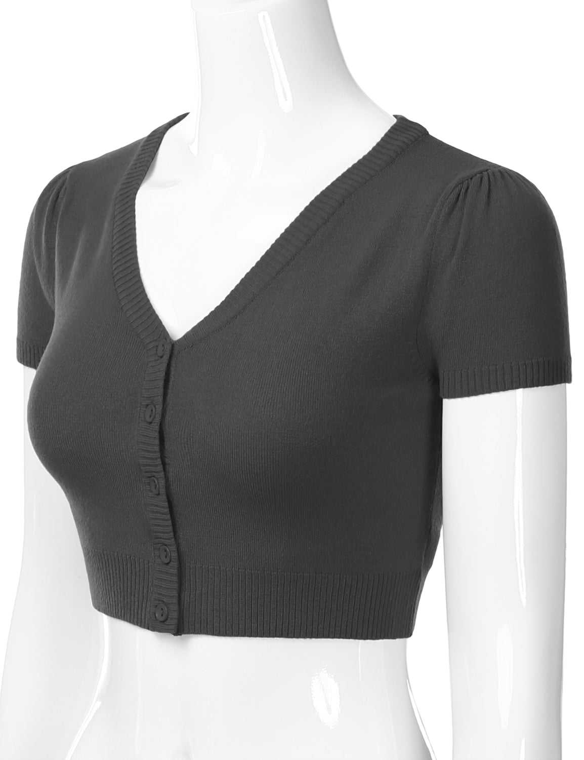 Women's Fitted V-Neck Bolero Shrug Cropped Short Sleeve Cardigan Sweater (S-3X)