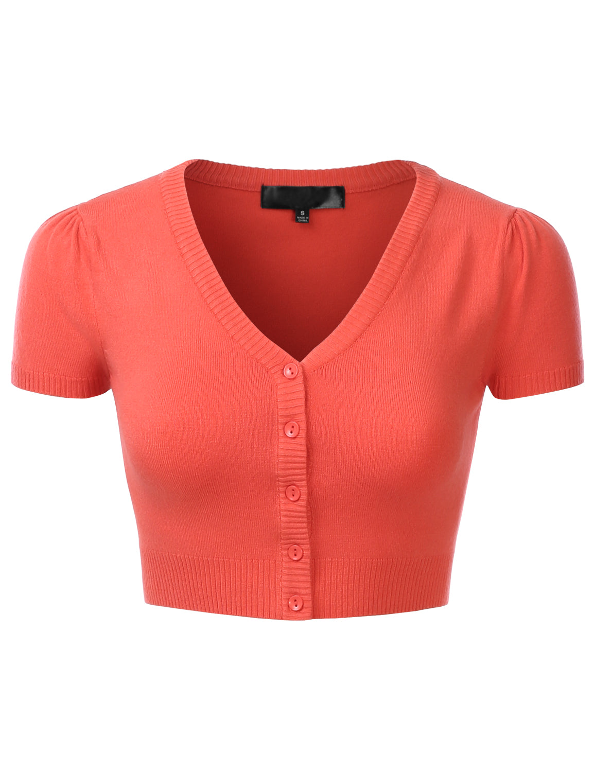 Women's Fitted V-Neck Bolero Shrug Cropped Short Sleeve Cardigan Sweater (S-3X)