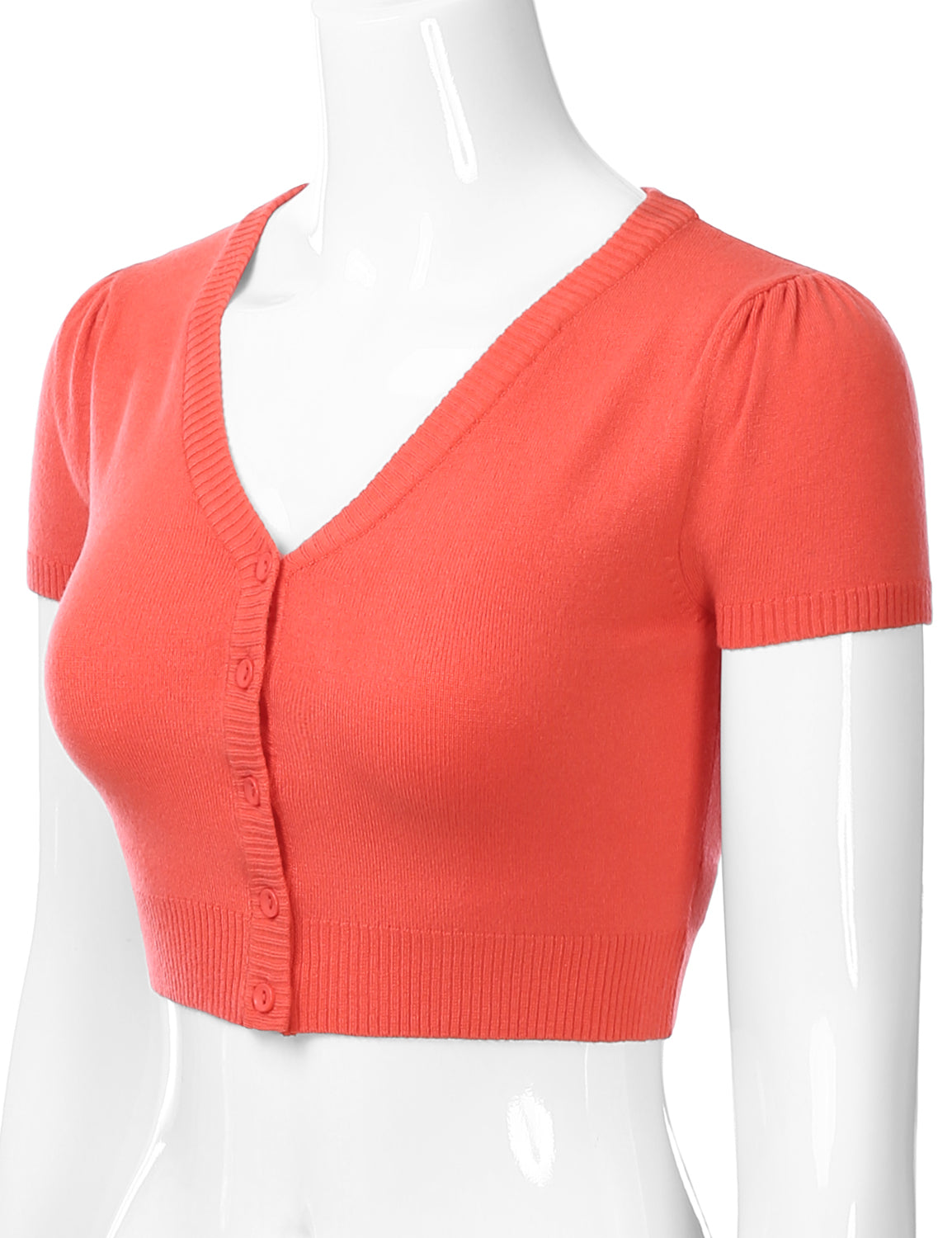 Women's Fitted V-Neck Bolero Shrug Cropped Short Sleeve Cardigan Sweater (S-3X)