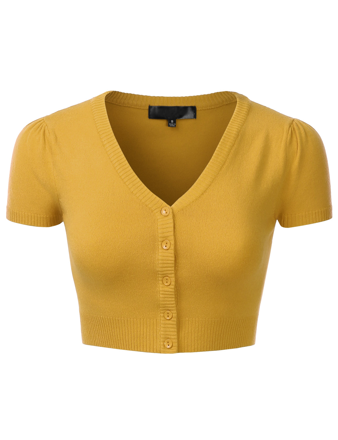 Women's Fitted V-Neck Bolero Shrug Cropped Short Sleeve Cardigan Sweater (S-3X)