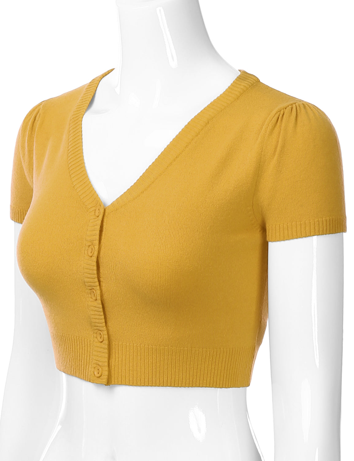 Women's Fitted V-Neck Bolero Shrug Cropped Short Sleeve Cardigan Sweater (S-3X)