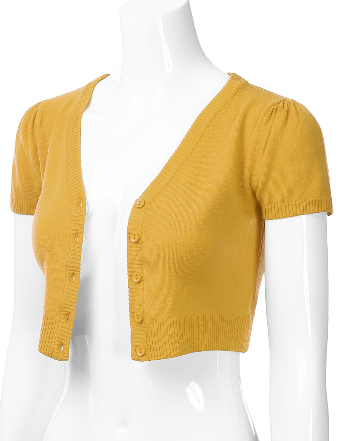 Women's Fitted V-Neck Bolero Shrug Cropped Short Sleeve Cardigan Sweater (S-3X)