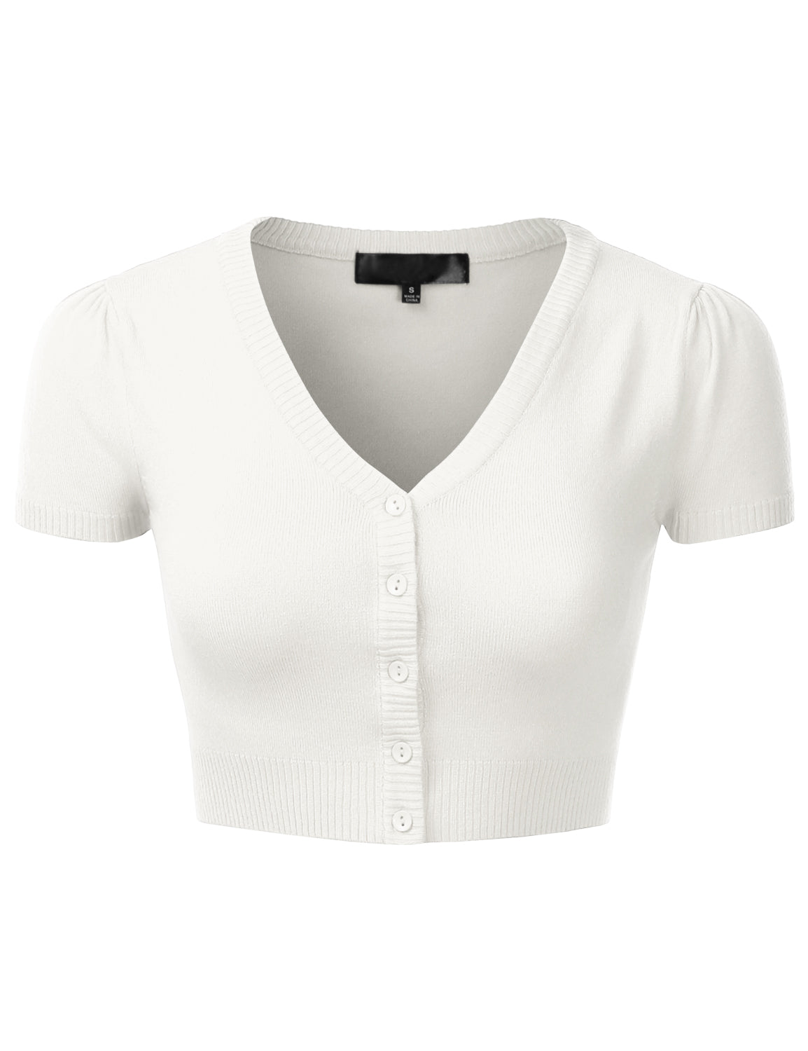 Women's Fitted V-Neck Bolero Shrug Cropped Short Sleeve Cardigan Sweater (S-3X)