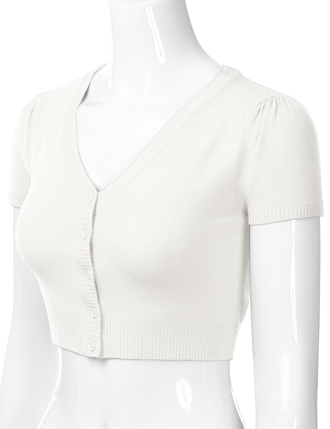 Women's Fitted V-Neck Bolero Shrug Cropped Short Sleeve Cardigan Sweater (S-3X)