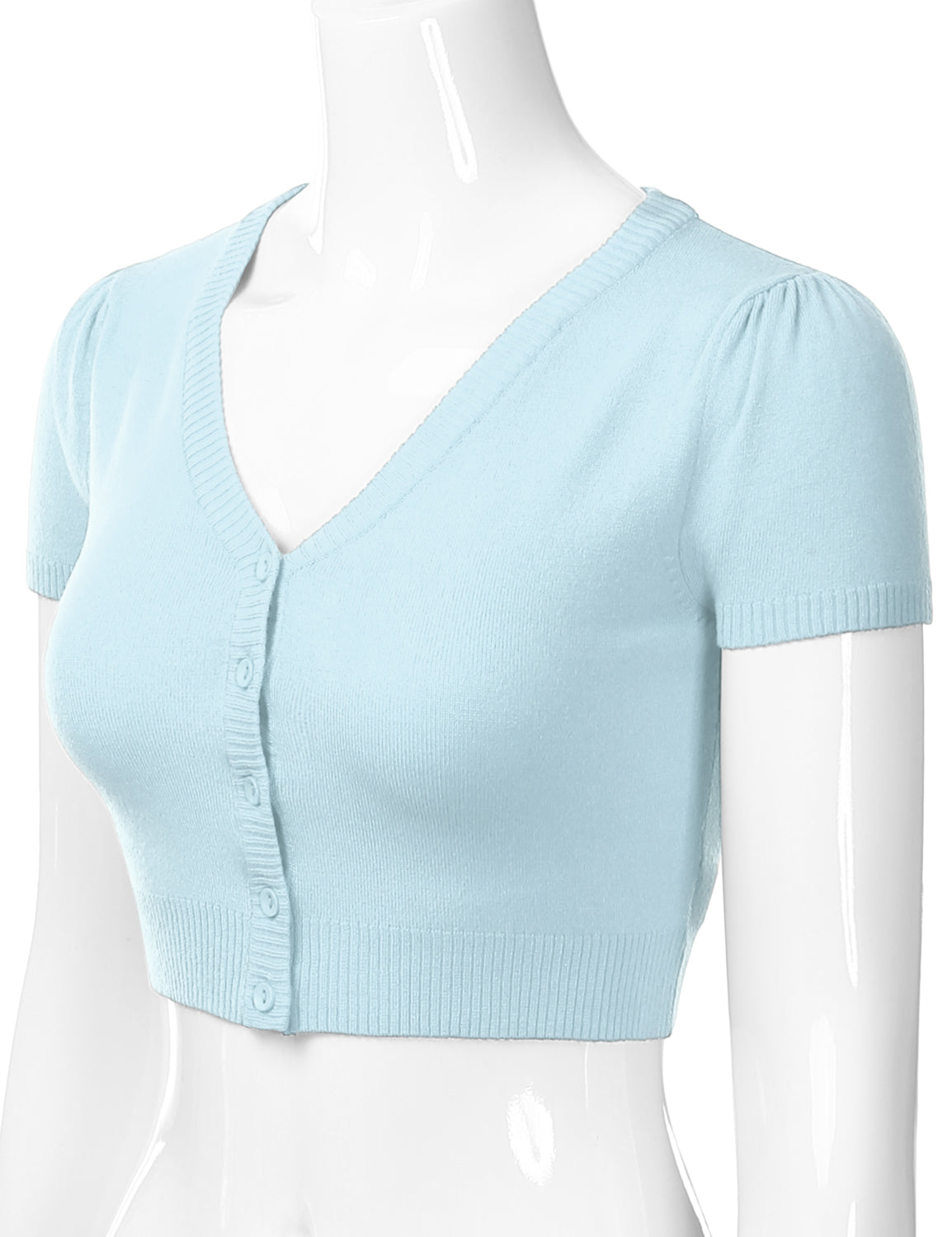 Women's Fitted V-Neck Bolero Shrug Cropped Short Sleeve Cardigan Sweater (S-3X)